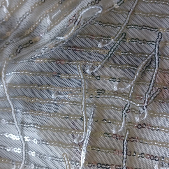 Celebrity Fashion by Hera Collection Dress Sz M Sparkling Silver Sequins, Deep V - Picture 9 of 10